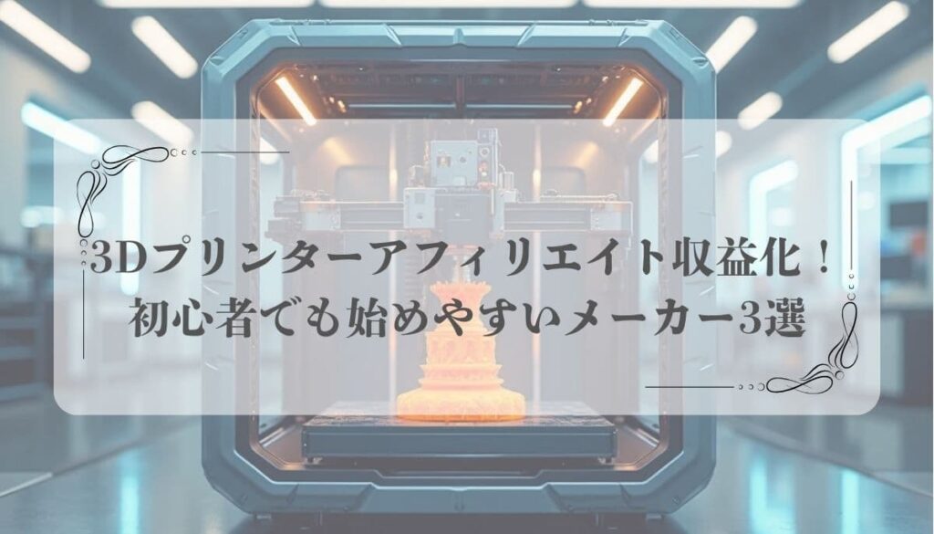 3Dプリンターアフィリエイト収益化！初心者でも始めやすいメーカー3選