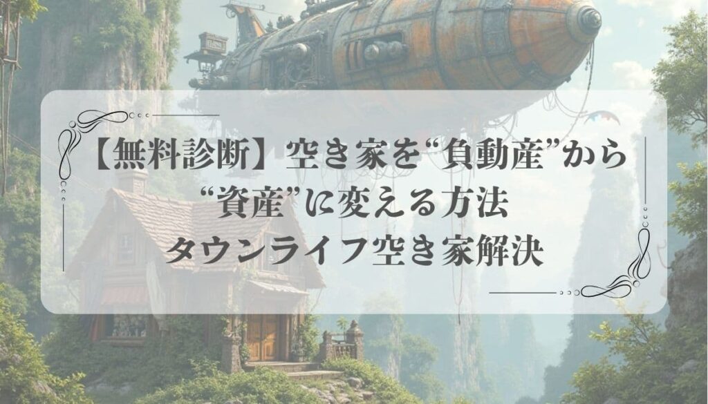 【無料診断】空き家を“負動産”から“資産”に変える方法｜タウンライフ空き家解決